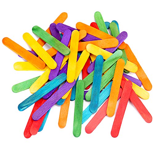 200 PCS Colorful Craft Sticks Natural Wooden 4-1/2" Length Treat Sticks Great for DIY Craft Creative Designs