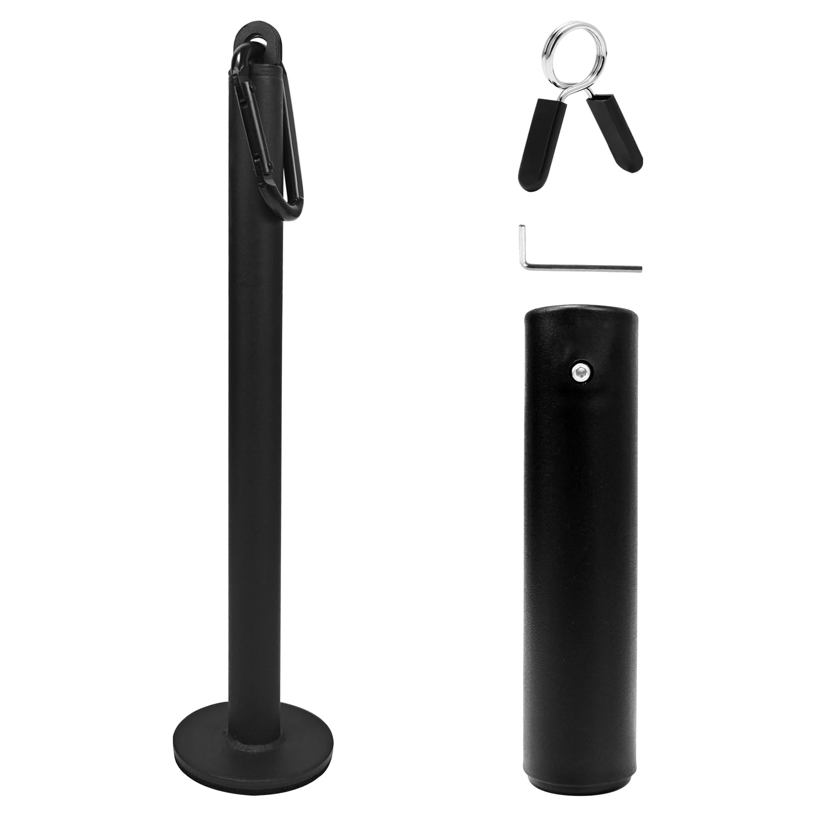 Topfinder Loading Pin, Olympic Weight Plates Lifting Pin 1 and 2 inch with Carabiner, 25mm Barbell Clip, Olympic Adapter Sleeve