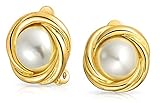Bling Jewelry Simulated Pearl Gold Plated Bridal Clip On Earrings Brass