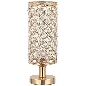 HAITRAL Gold Crystal Table Lamp - Small Decorative Bedsides Lamp with ...
