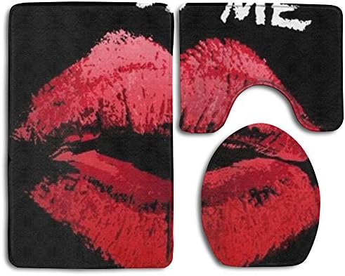 ACRTUM 3 Pcs/set Bathroom Non-Slip Kiss Me Red Lip Style Pedestal Rug + Lid Toilet Cover + Bath Mat