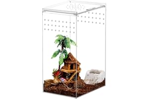 NANEEZOO Magnetic Acrylic Reptile Terrarium Enclosure, Reptile Insect Breeding Box for Small Reptiles, Invertebrates, Mantis, Spider, Cricket, Tarantula