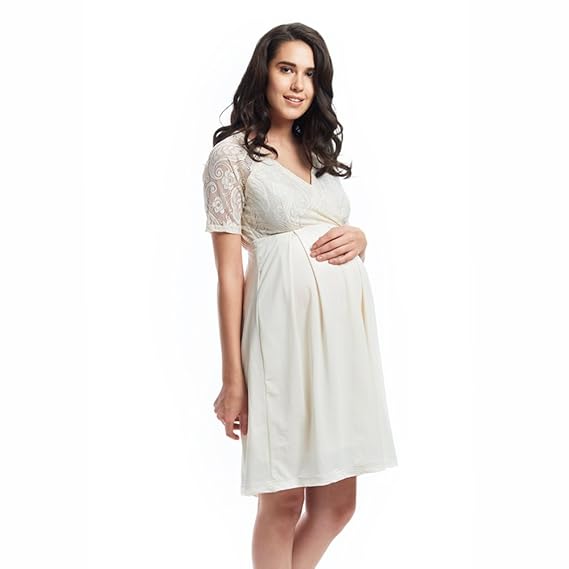 Maternity and Nursing Midi Lace Dress