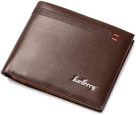 GFF Baellerry Quality Leather Men Wallet Business Short Paragraph 3 Times Wallet Credit Card Wallet Men's Wallet Men's Clutch W098, Brown 2