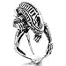 INBLUE Men's Stainless Steel Ring Silver Tone Black Alien Dragon Hollow Openwork Size8