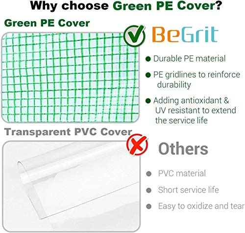 BeGrit 2 Tier Mini Greenhouse with Shelves & Cover Portable Compact Garden Growhouse Sturdy Steel Frame Flower Shelter with Reinforced PE Cover & Tie Wraps (H93cm x W49cm x L72cm)