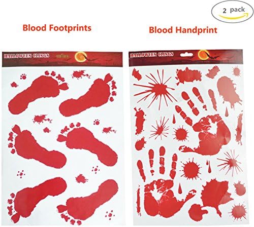 Bloody Handprint &amp; Footprint Clings Window Splatter Decal Halloween Party Favors