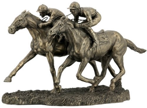 US 12.63 Inch Two Jockeys Horse Racing Cold Cast