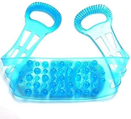 Hojo Silicone Dual Sided Back Scrubber Double Chopping Belt Body Brush Cleaning Tool Foot and Sole Cleaner Shower Massager (Blue)