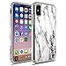 iPhone X Case, Rosebono Hybrid Dual Layer Shockproof Hard Cover Graphic Fashion Cute Colorful Silicone Skin Case for iPhone X - White Marble
