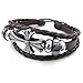 KONOV Mens Womens Leather Bracelet, Celtic Cross Charm Bangle, Fit 7-9 inch, Brown Silver