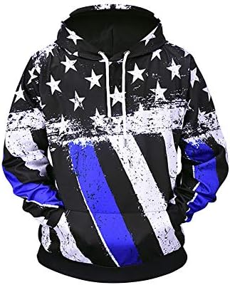 Men's Hoodie Sweatshirts，3D Digital Printing Creative Flag Print Pullover Fashion Long-Sleeved Casual Comfortable Tops (Color : Picture Colour, Size : XXXL)