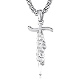 ADMETUS 925 Sterling Silver Father Cross Necklace, Birthday Thanksgiving Christmas Protection Jewelry Dad Gifts for Men Father Grandpa with 2.5mm 22"+2" Round Box Chain
