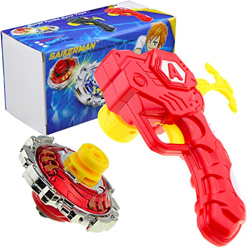 SaikerMan Metal Burst Battling Turbo Top and Launcher Toy for Age 8+ - Red Set