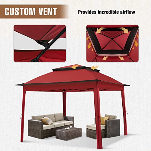 INTERHUT 11x11 Pop Up Gazebo Tent with Removable Mesh Walls, Red Instant Outdoor Canopy image 18