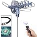 pingbingding Digital Outdoor TV Antenna, 150 Mile Motorized 360 Degree Rotation Support 2 TVs, Mounting Pole, 50FT RG6 Coax Cable, Wireless Remote Control, UHF/VHF, Snap-On Installation primary