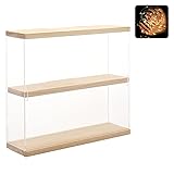 NONEMEY Clear Acrylic Display Case Stand with Wood