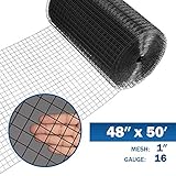 Fencer Wire 16 Gauge Black Vinyl Coated Welded Wire Mesh Size 1 inch by 1 inch (4 ft. x 50 ft.)