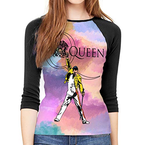 Queen Rock Band Freddie Mercury XXL 3/4 Sleeve Womens 3D Print Baseball  T-Shirt 3D Print Raglan Tee Shirt