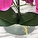 LIVILAN Large Lifelike Silk Orchid with Decorative Ceramic Grey Vase Vivid Artificial Flower Arrangement Potted Orchid Plant, Fuchsia