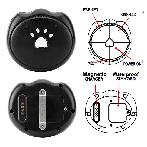 Jason Zeng Pet GPS Satellite Tracker & Activity Monitor Intelligent 5-Level Positioning System, No Subscription Fee IP67 Depth Waterproof Dog & Rare Animal Searcher Locator Trajectory Tracking Alarm
