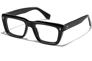 JOLLYNOVA Sutton Retro Rectangle Acetate Thick Glasses Frame Prescription Optical Eyewear for Women Men 53-21-148mm