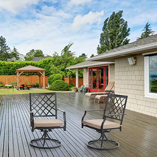 PHI VILLA Swivel Patio Chairs Set of 2 Outdoor Dining Rocker Chair