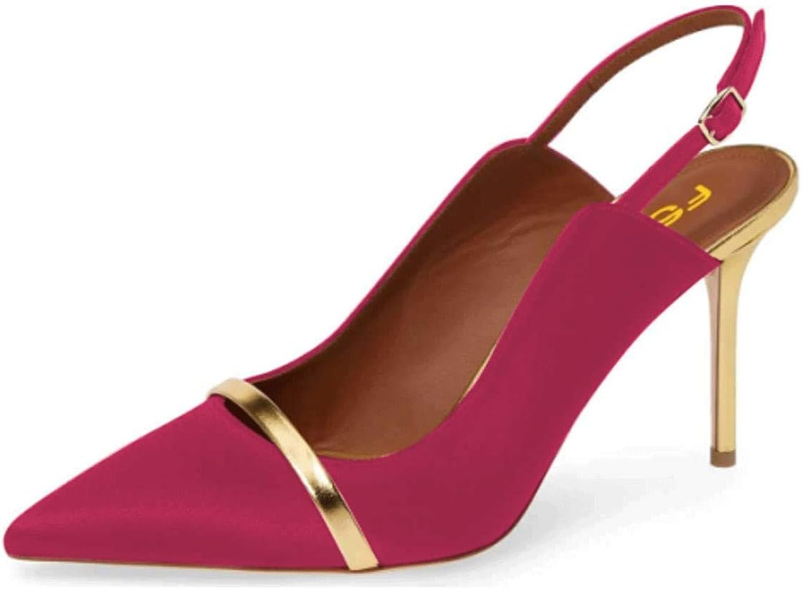 FSJ Women Classy Pointed Toe Thin High Heels Slingback Pumps Office Prom Dress Shoes Size 4-15 US