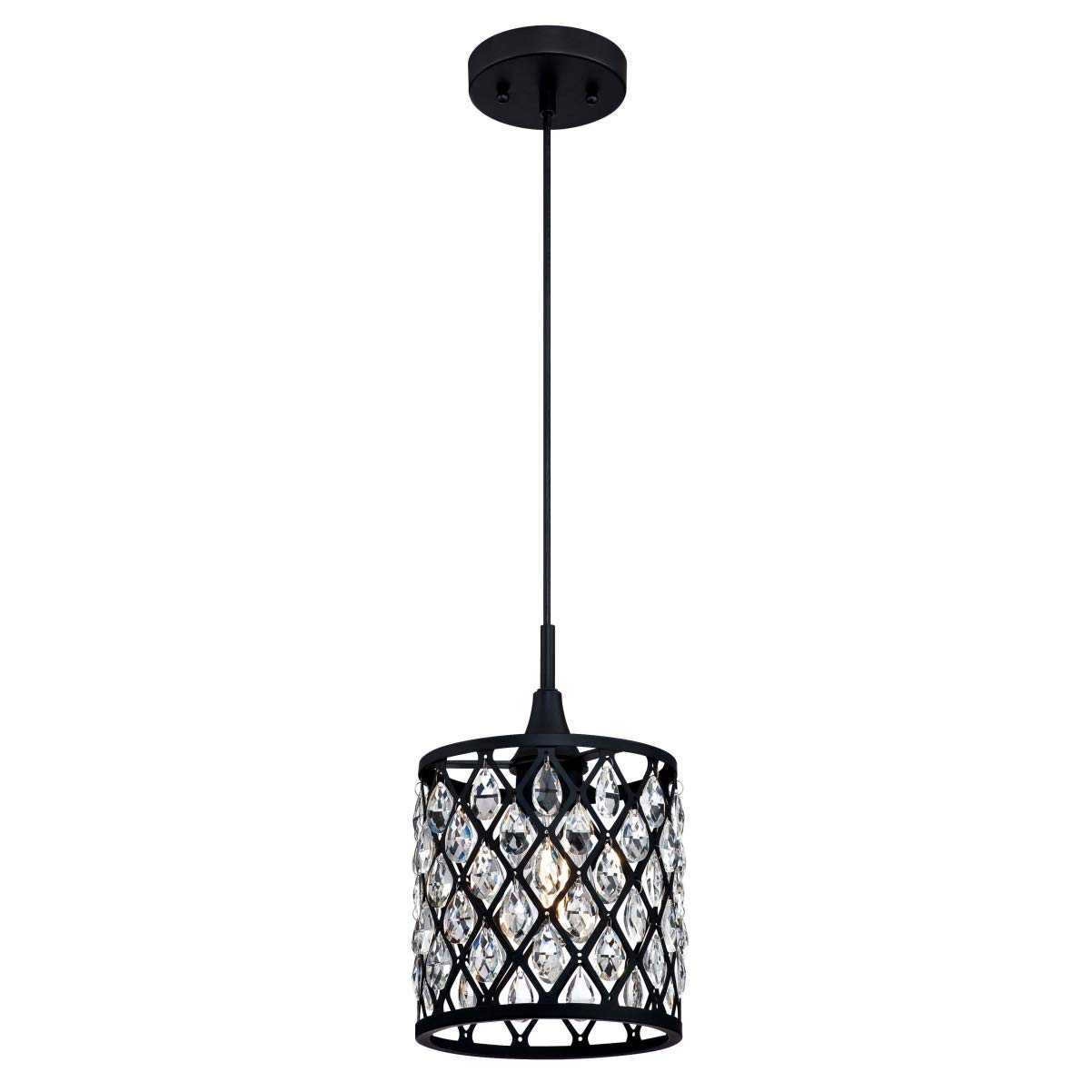 63627 Waltz One-Light Indoor Pendant, Matte Black Finish with Crystals