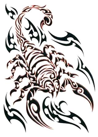 Amazon.com: Black & Red Tribal Scorpion Temporary Body Art Tattoos 2.5