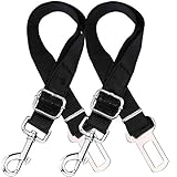 Pet Car Seat Belt Adjustable Dog Cat Car Seat Belts Pet Safety Leash for Dogs and Cats, Made from Nylon Fabric, Black, 2 Pack