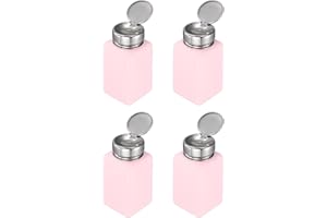 HARFINGTON 4pcs Solvent Alcohol Dispenser 200ml(6.7oz) Nail Polish Remover Push Down Liquid Dispenser Pump Bottle with Stainl