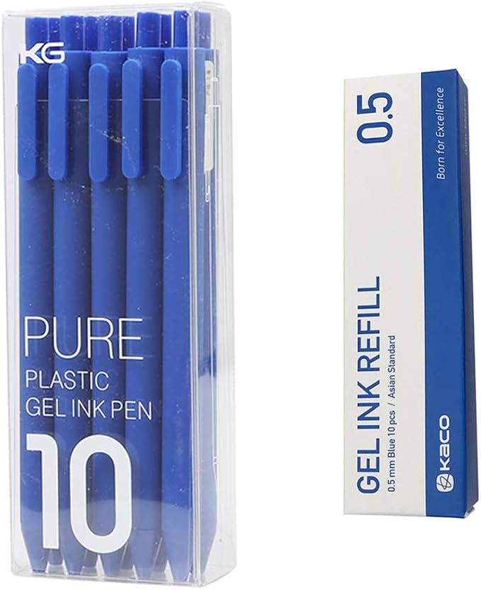 Kaco Pure Retractable Gel Ink Pens Black Ink Pen with 10