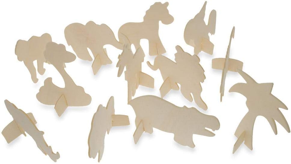 unfinished wooden animals