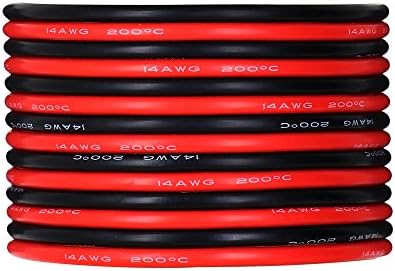 Flexible Silicone Wire [10ft Total,5 ft Red and 5 ft Black] – UTUO 14 Gauge Tin Coated Stranded Copper Conductor Power Line Cord, Soft Silicone Rubber Insulation Jacket Cable