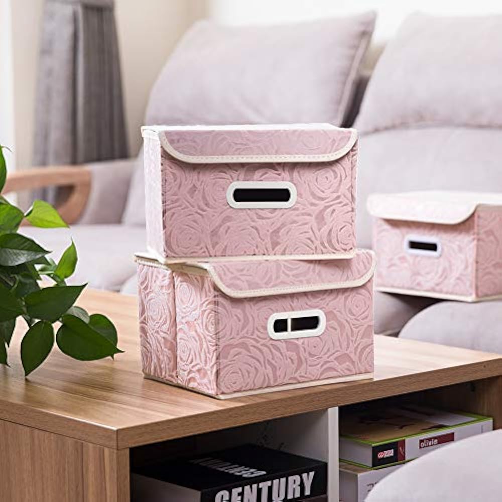 Prandom Collapsible Storage Boxes With Lids Fabric