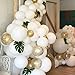 Balloon Garland Arch Kit 16Ft Long,95pcs White Gold Confetti Balloons with 10pcs Palm Leaves for Baby Shower Weeding Birthday Bachelorette Party Backdrop Background Decorations