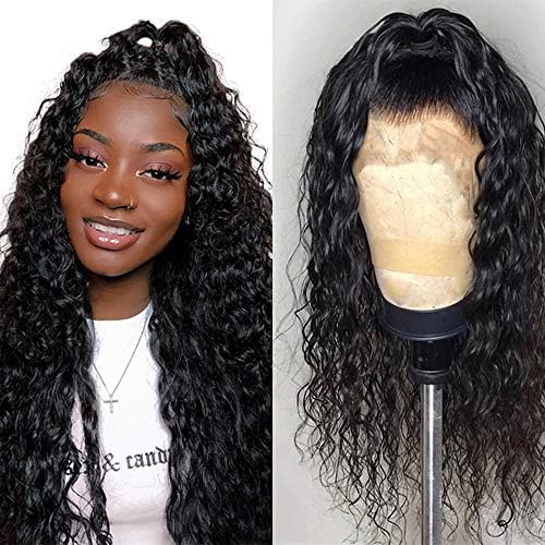 Brazilian Water Wave Lace Front Wigs with Baby Hair for Black Women 130% Density Virgin Human Hair Lace Front Wigs 16inch