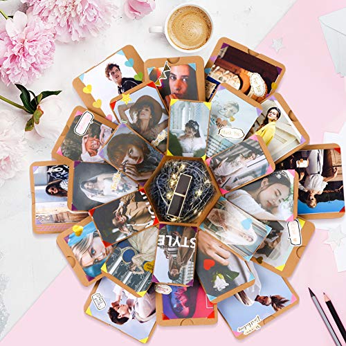 Koogel Explosion Box Set, Kraft Paper Album Gift Box Creative Album Surprise Album Sticker Box for Proposals Making Surprises Birthday Mothers Day Christmas