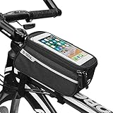 IKOCO Bike Frame Phone Bag Waterproof Bicycle Front Top Tube Zipper Handlebar Bags with Touch Screen Holder Cycling Bag Fits iPhone 7 8 Plus XS Max” Below 6.2 Inches