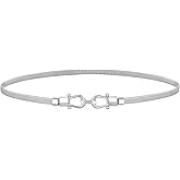 JASGOOD Skinny Metal Waist Belt for Dress Fashion Waistband Elastic Metal Chain Belt