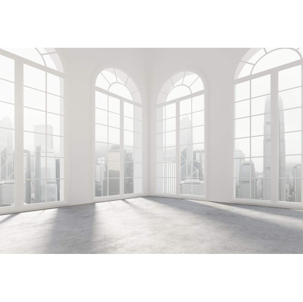 Ttincceer Living Room Backdrop 10x8ft Bright Large French Window Modern Office Photography Background Luxury Business Empty Room Interior Photography Backdrop Studio Photo Props