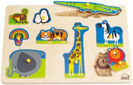 Hape Wild Animals Kid's Wooden Peg Puzzle