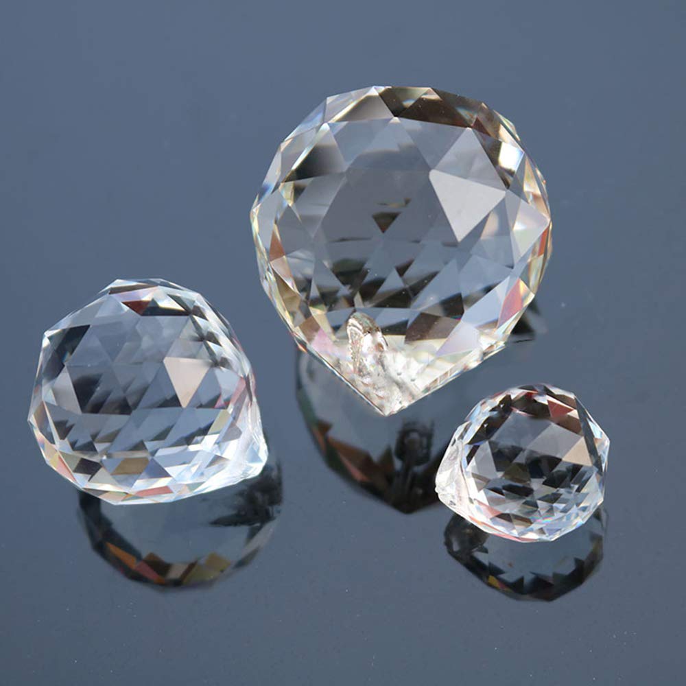 WEISIPU 3PCS Faceted Prism Crystal Balls, Clear Hanging Pendant Suncatcher Balls Prism Pendant Suncatcher 30/40/50MM