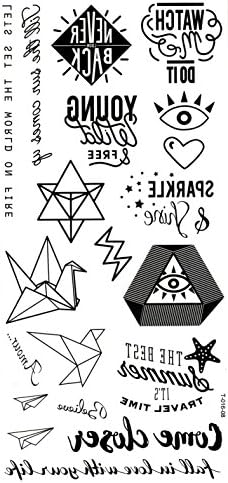 Grashine long last temporary tattoos Different unique Graph design look like real temporary tattoo stickers including paper plane,Origami,English words,etc.