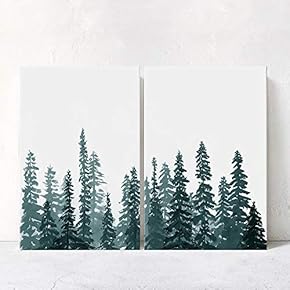 signwin 2 Panel Canvas Wall Art Pine Tree...