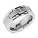100S JEWELRY Tungsten Rings for Men Wedding Band Silver Brick Pattern Brushed Engagement Promise Size 6-16