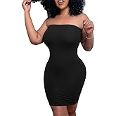 Mokoru Women's Casual Basic Bodycon Tube Top Sexy Strapless Club Party Mini Dress