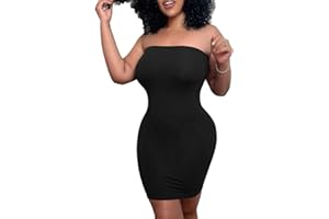 Mokoru Women's Casual Basic Bodycon Tube Top Sexy Strapless Club Party Mini Dress