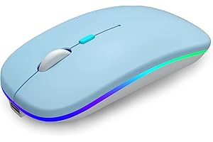 Wireless Bluetooth Mouse, Rechargeable Dual Mode Silent Mouse with BT5.2 & USB 2.4G for Laptop iPad Tablet and PC, Blue
